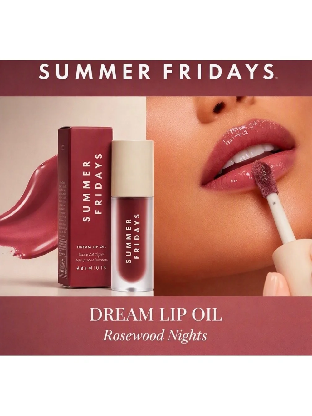 Summer Fridays Dream Lip Oil Rosewood Nights — NEW IN BOX